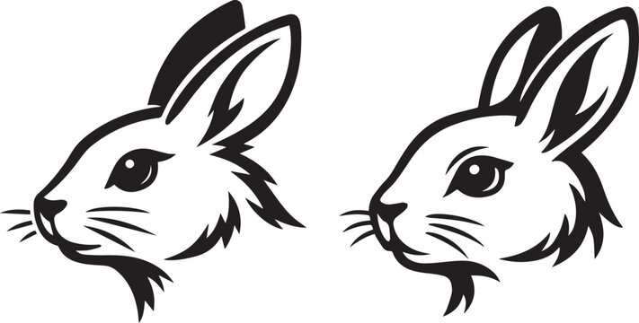 Two cute cartoon rabbits facing opposite directions Vector