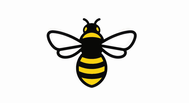 Black and Yellow Bee Illustration Flying.