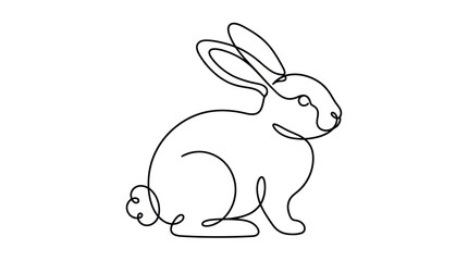 Fototapeta premium Minimalist Rabbit Line Art - Continuous Contour Drawing of a Bunny