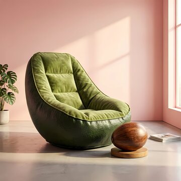 Surreal Avocado furniture Inflatable Sofa Chair in Minimalist Room
