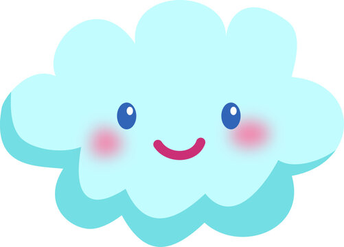 Cute Cloud Mascot Vector Illustration Isolated on White Background