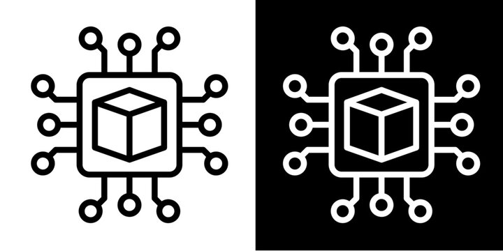 Blockchain Cube  Icon Set White Glyph Style Collection