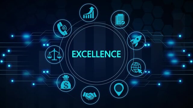 Excellence in business: modern corporate success symbols in motion business excellence modern business symbols