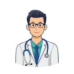 Fototapeta premium Flat illustration of a male doctor with stethoscope