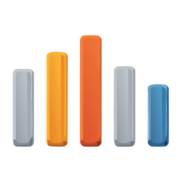 3D bar chart with varying heights on white background