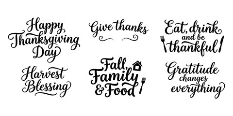 Happy thanksgiving typography collection festive calligraphy quotes for autumn celebrations © MSTNASIMA