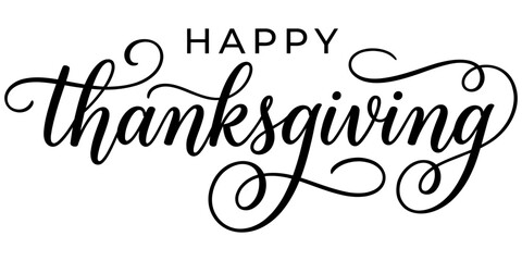Happy thanksgiving calligraphy elegant typography for holiday cards festive decorations © MSTNASIMA
