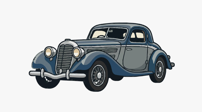 Classic Retro Vintage Sedan Car Illustration.