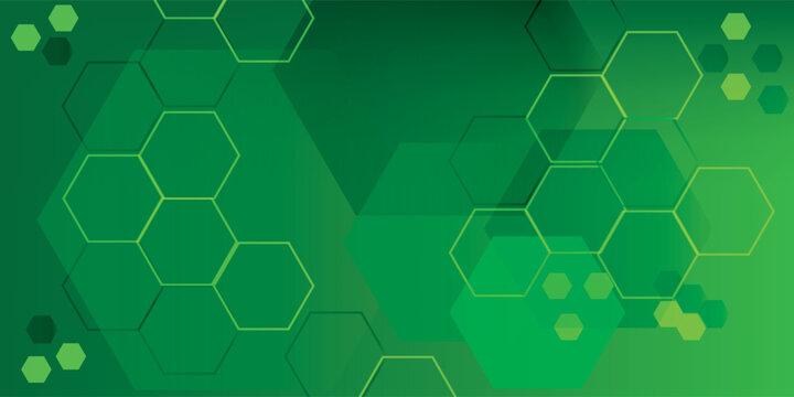 Abstract background gradient dark green with shape hexagon abstract illustration.