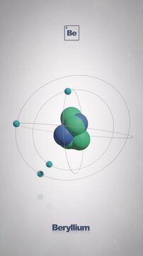 Seamlessly Looped Animated Beryllium Atom - Vertical Element of the Periodic Table