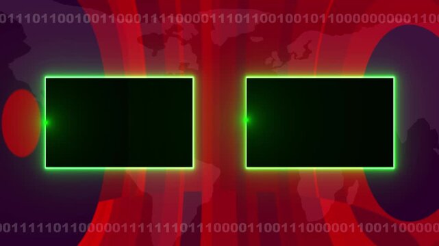 Futuristic digital background with scrolling binary code rain. Cyber information texture for computer server mainframe. Animated matrix code layout.