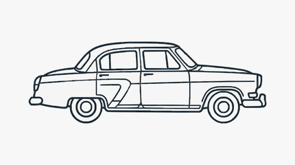 Fototapeta premium Classic vintage car sketch profile view.