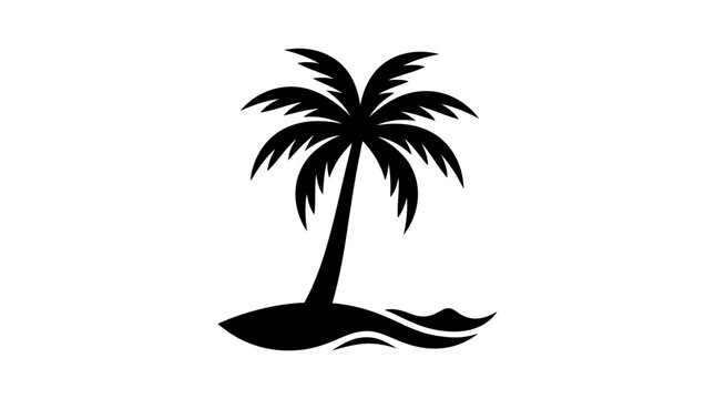 Black silhouette of a palm tree.