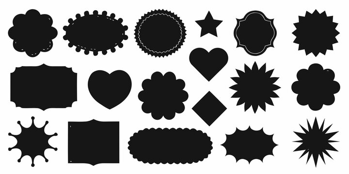 Black Silhouette Collection Of Decorative Frames On White Background