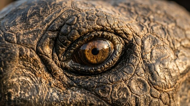 Extreme close up of a giant tortoise eye.