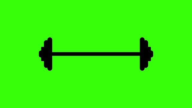 Barbell scale up animation green screen background