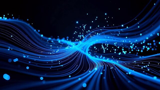 Blue abstract wave lines and dots