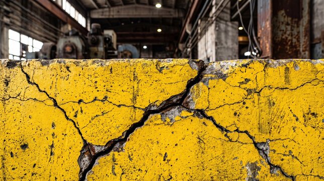 Bright Yellow Cracked Surface with Rough Texture