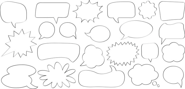 Blank conversation bubble vector pack with comic-style speech clouds