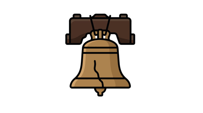 A cartoon illustration of the liberty bell with a brown yoke