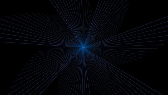 Blue light lines forming star pattern motion graphic dynamic abstract animation rotating seamless loop centered geometric visual element digital art conceptual graphic background effect for modern tec
