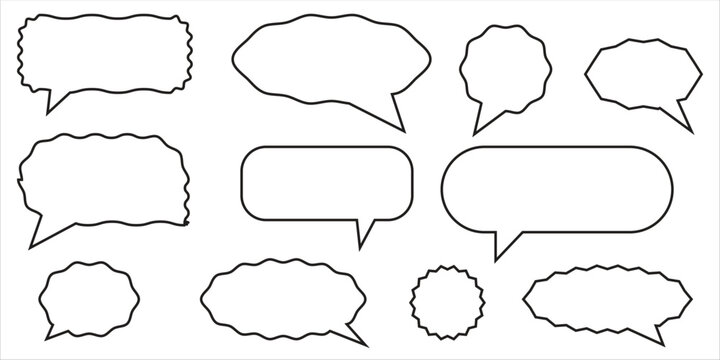 Collection of various comic speech bubbles for dialogue and text