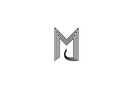 Abstract Multiline M Letter Logo Vector: Geometric Parallel Stripe Initial Monogram Linear Sign Icon