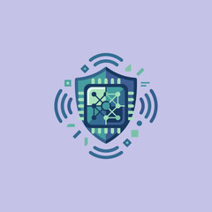 Fototapeta premium A digital shield icon representing secure computer network protection