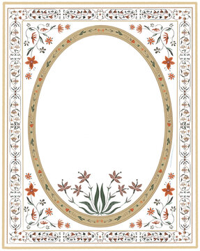 Arabic Indian Ottoman Islamic Mughal floral frame beauty garden ornament 