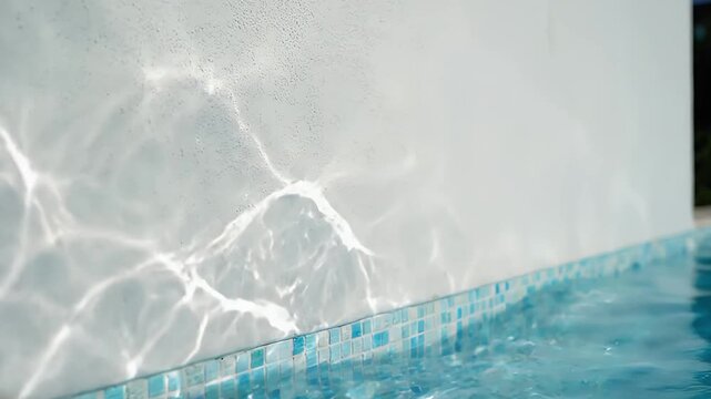 Swimming Pool Water Reflection on White Wall Seamless Loop