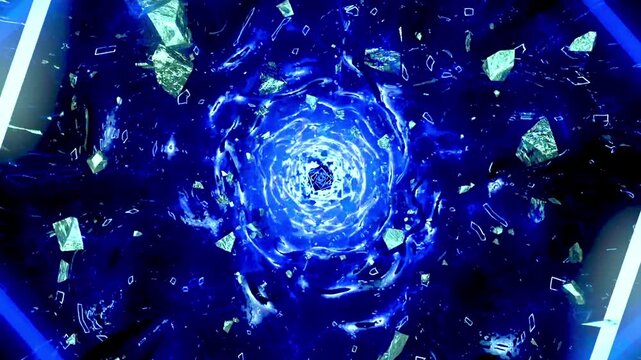 Cyber Reactor Core Tunnel Deep Blue Seamless VJ Loop Background