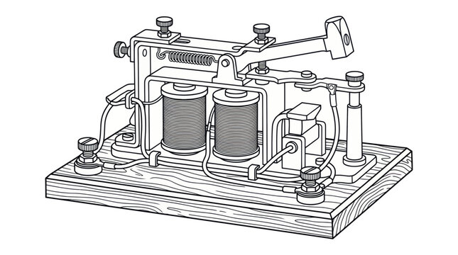 Vintage Telegraph Key and Sounder - Antique Communication Device Illustration