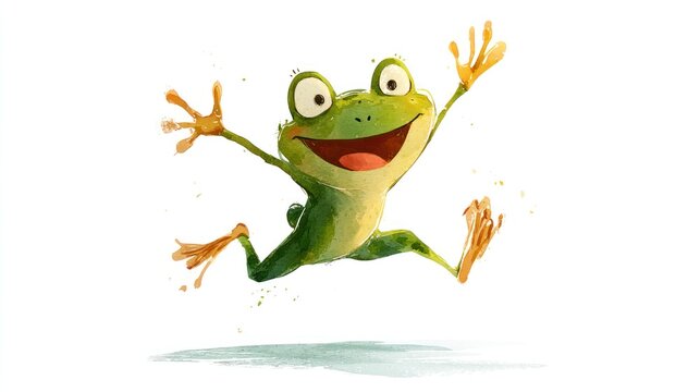 Animated frog jumping joyfully