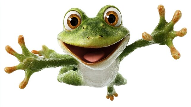 Animated frog jumping joyfully