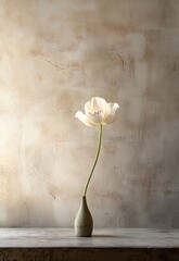 Artistic depiction of one flower blooming in a minimalist setting. © Sonita
