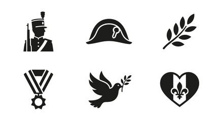 French soldier symbol peace dove medal. World Day for International Justice vector icon © lestari