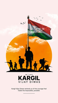 White and Black Illustrated Kargil Vijay Diwas