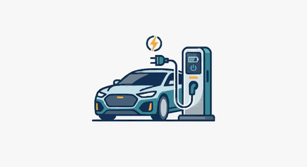 Fototapeta premium Electric Vehicle Charging Station Illustration.