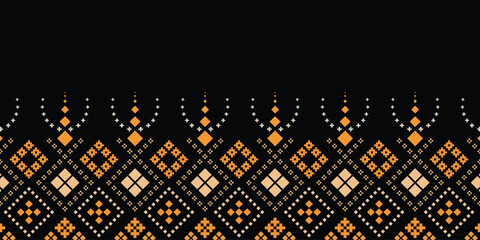Nature vintages cross stitch traditional ethnic pattern paisley flower Ikat background abstract Aztec African Indonesian Indian seamless pattern for fabric print cloth dress carpet curtains and sarong © WHY