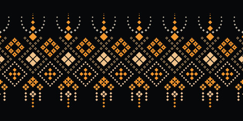 Nature vintages cross stitch traditional ethnic pattern paisley flower Ikat background abstract Aztec African Indonesian Indian seamless pattern for fabric print cloth dress carpet curtains and sarong © WHY