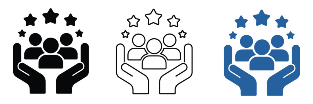 Customer Loyalty Icon featuring client retention, user engagement, reward program, relationship management, and business growth vector illustrations.