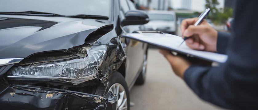 Vehicle accident report being filed.