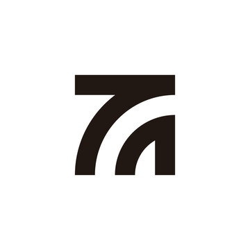 Number 7, letter n geometric symbol simple logo vector
