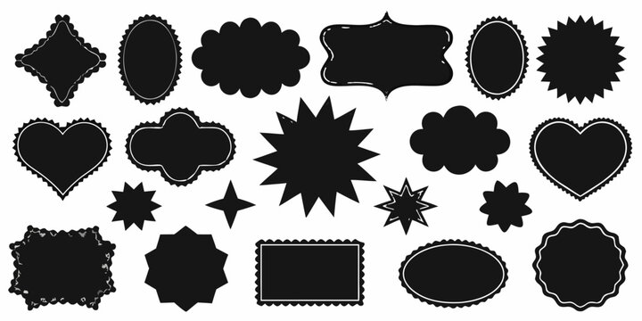 Black Silhouette Collection Of Decorative Frames On White Background