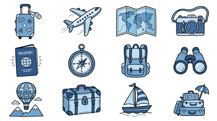 Nautical and international travel adventure icons. © ajik