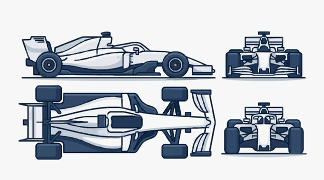 F1 Racing Chassis Lineup Illustration.