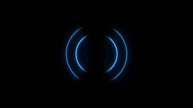 Glowing neon circle radio wave icon background video. Technology radio station voice signal 4k animation