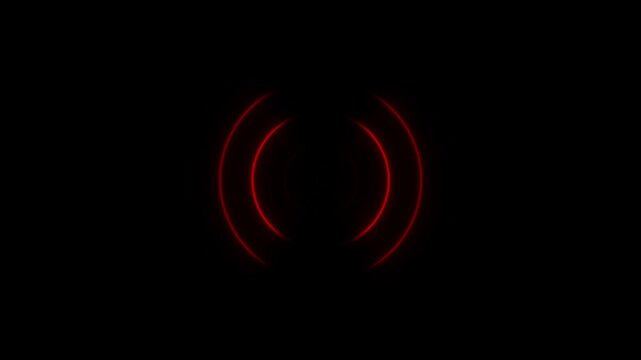 Glowing neon circle radio wave icon background video. Technology radio station voice signal 4k animation