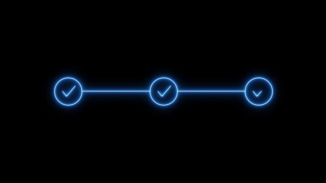 Check mark symbol arrow icon animation isolated background .animated 3 step infographic process with green check mark. animation video.