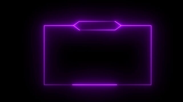 Glowing Neon Purple color frame, live streaming neon text frame animation box . neon frame live streaming game live Stream, overlay animation box neon frame 4k video.